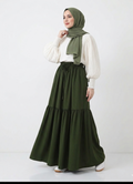 Olive Tiered Maxi Skirt