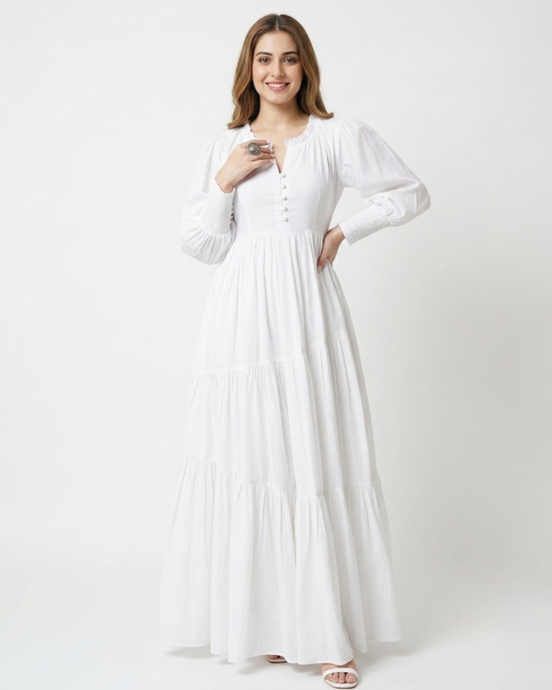 White Cottagecore Maxi Dress