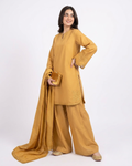 Mustard Embroidered Gharara Set