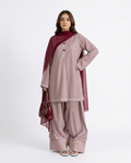Blush Pink Salwar Kameez with Dupatta | Heart Detail Kurti & Afghani Trouser Set