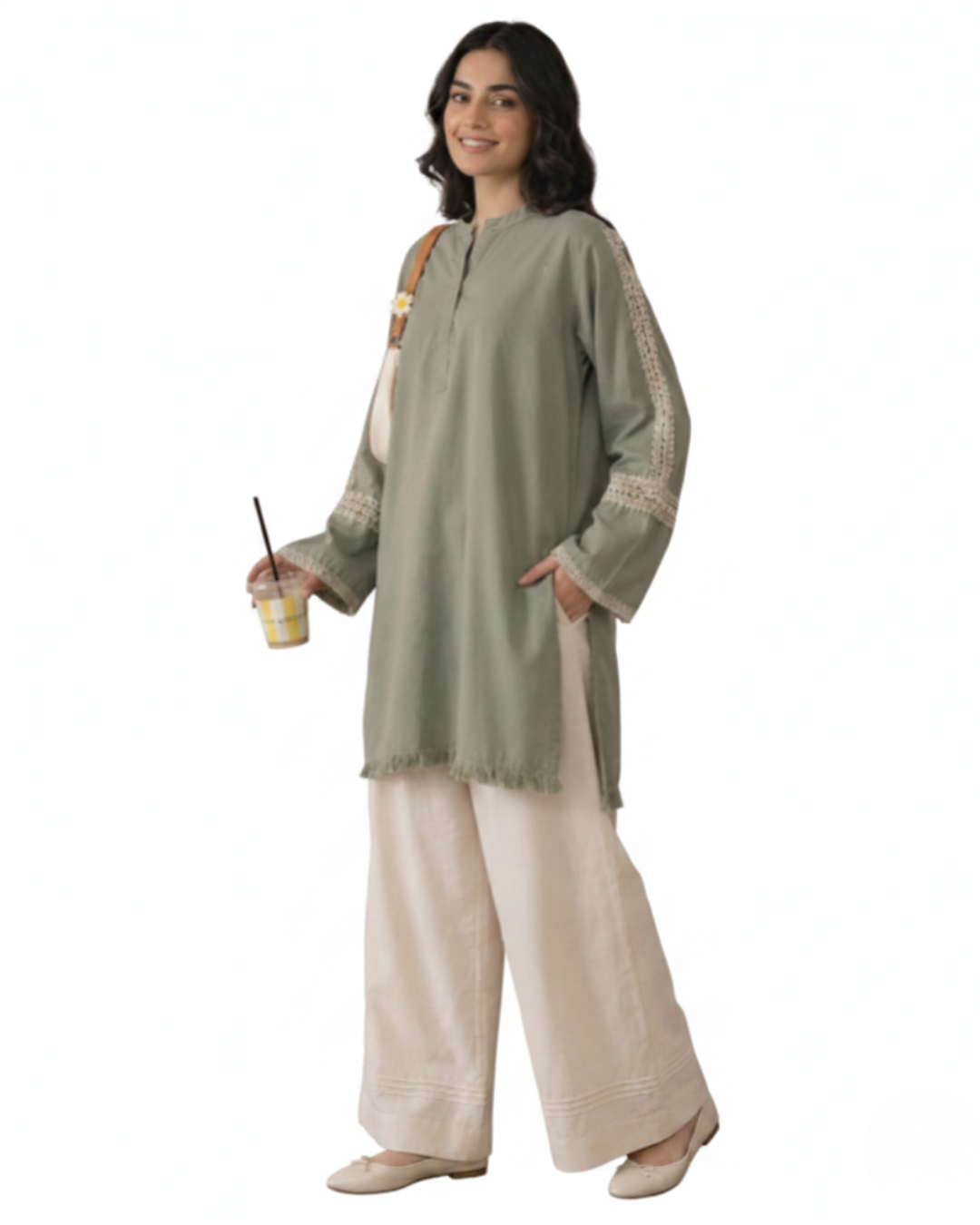 Sage Fringe Kurta Set